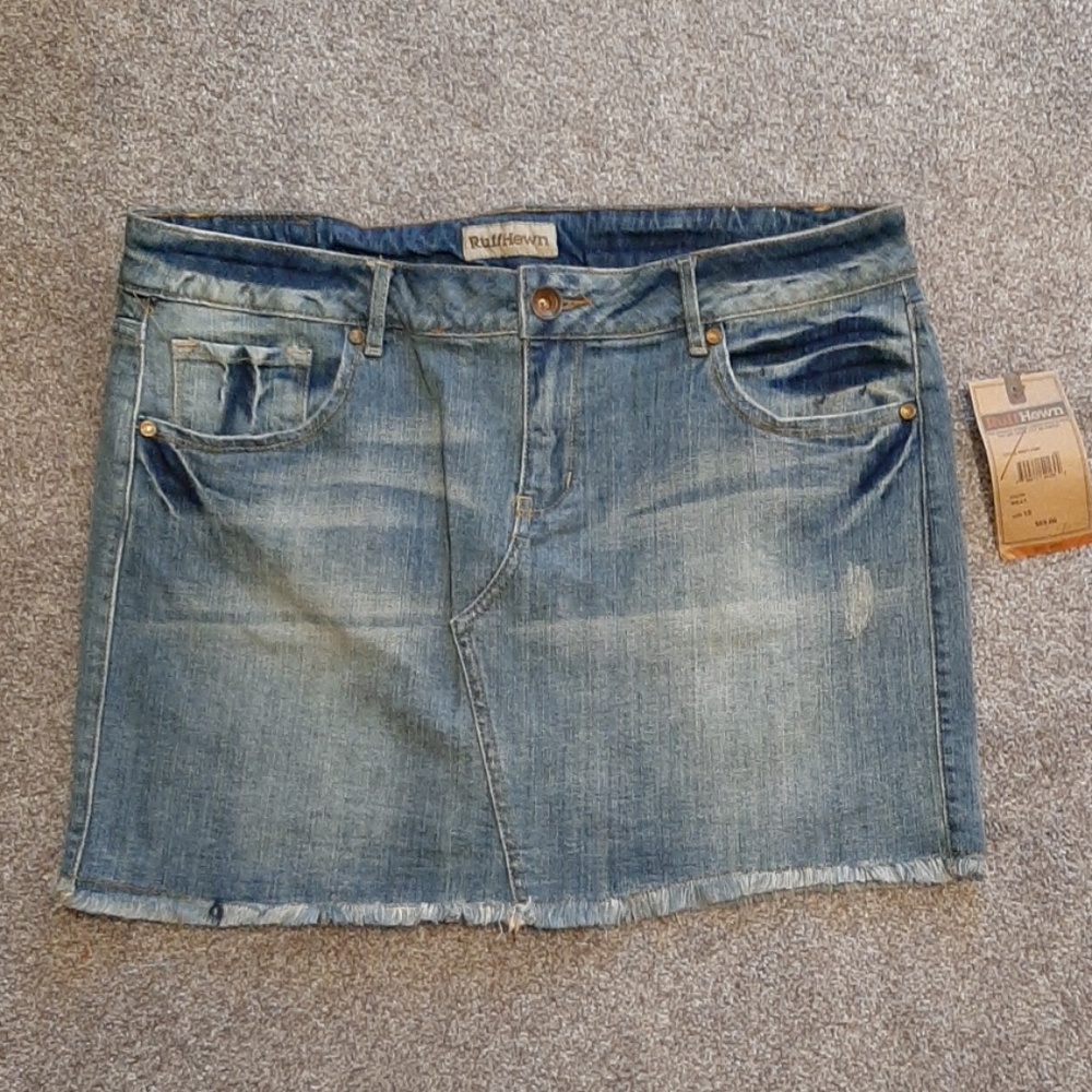 RuffHewn distressed denim jean mini skirt Sz 10